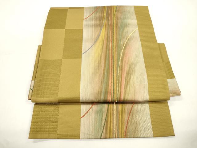 平和屋着物●つけ帯　スペクトル　日本伝統工芸絣　霞文　金糸　正絹　逸品　CABJ9417dy