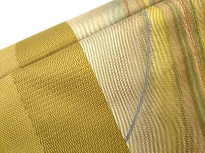 平和屋着物●つけ帯　スペクトル　日本伝統工芸絣　霞文　金糸　正絹　逸品　CABJ9417dy