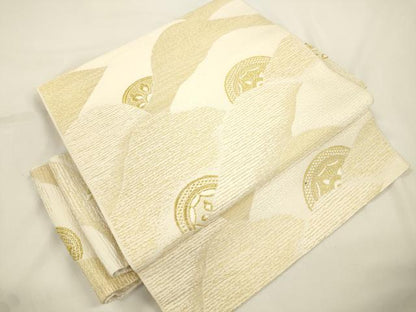 平和屋着物●つけ帯　片輪車文　金糸　正絹　逸品　CABJ9418dy
