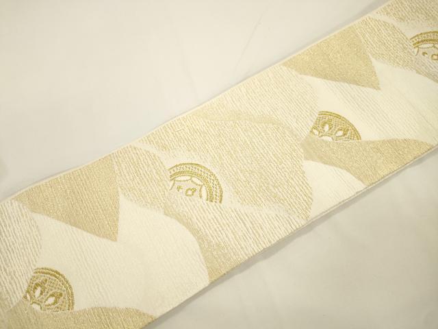 平和屋着物●つけ帯　片輪車文　金糸　正絹　逸品　CABJ9418dy
