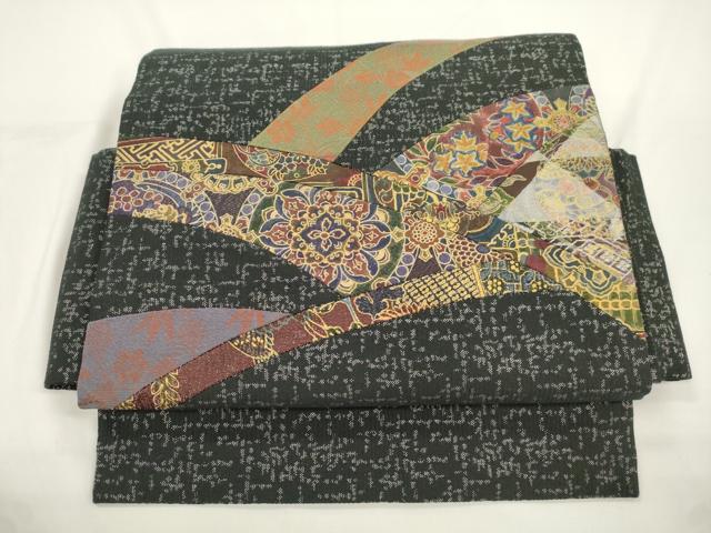 平和屋着物●つけ帯　切嵌草花文　金銀糸　正絹　逸品　CABJ9420dy