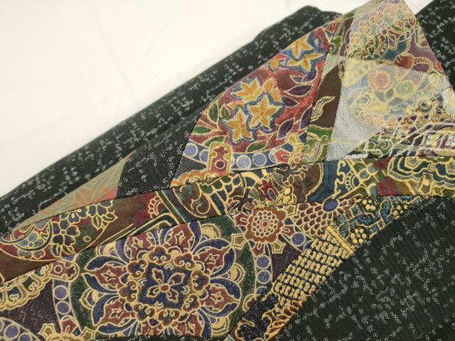 平和屋着物●つけ帯　切嵌草花文　金銀糸　正絹　逸品　CABJ9420dy