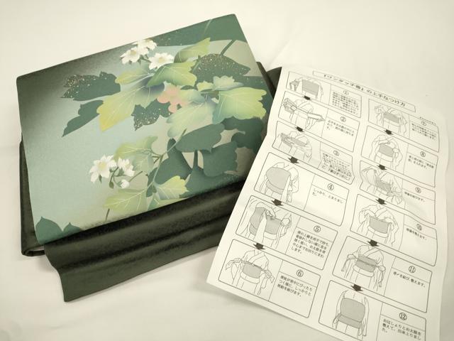 平和屋着物●ワンタッチつけ帯　草花文　やまと誂製　正絹　逸品　CABJ9422dy