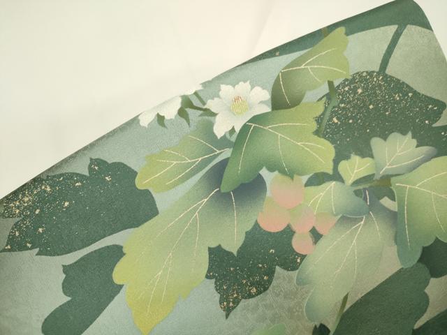 平和屋着物●ワンタッチつけ帯　草花文　やまと誂製　正絹　逸品　CABJ9422dy