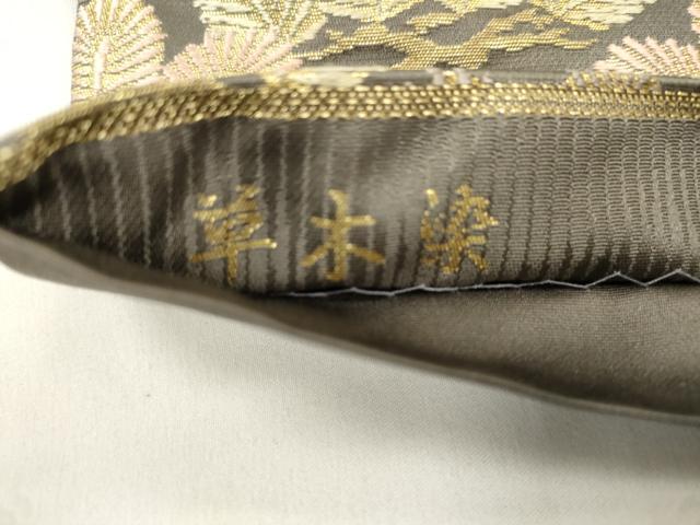 平和屋着物●西陣織　陰山織物謹製　箔屋清兵衛　つけ帯　松葉文　金糸　正絹　逸品　CABJ9426dy