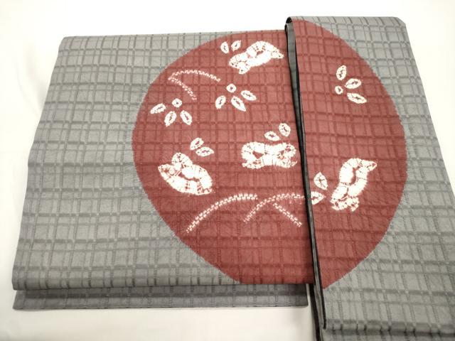 平和屋着物●両面　つけ帯　絞り　草花文　正絹　逸品　CABJ9428dy