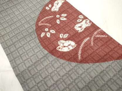 平和屋着物●両面　つけ帯　絞り　草花文　正絹　逸品　CABJ9428dy