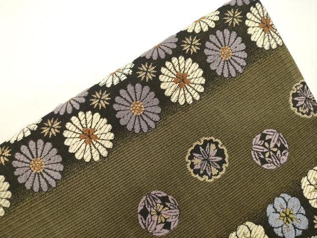 平和屋着物●ワンタッチつけ帯　花尽くし文　金糸　正絹　逸品　CABJ9430dy