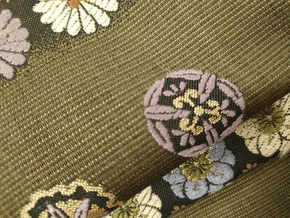 平和屋着物●ワンタッチつけ帯　花尽くし文　金糸　正絹　逸品　CABJ9430dy