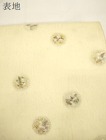 平和屋着物▽ワンタッチつけ帯　スリーシーズン　春夏秋　花鳥文　金銀糸　正絹　逸品　CABJ9433dy