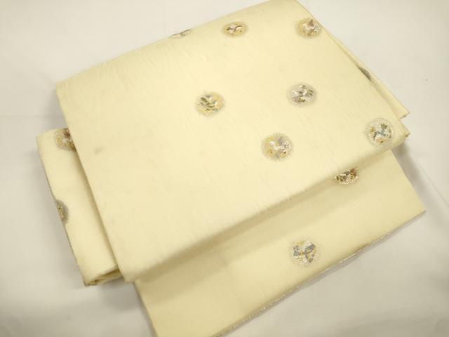 平和屋着物▽ワンタッチつけ帯　スリーシーズン　春夏秋　花鳥文　金銀糸　正絹　逸品　CABJ9433dy