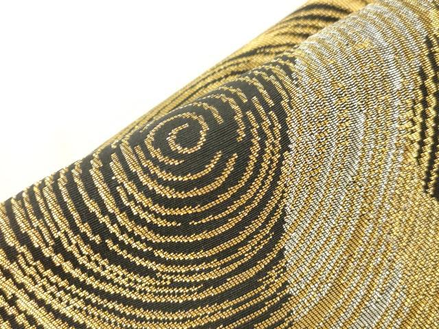 平和屋着物●ワンタッチつけ帯　渦巻き文　黒地　金銀糸　正絹　逸品　CABJ9434dy