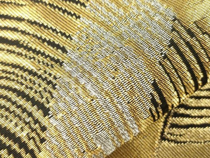 平和屋着物●ワンタッチつけ帯　渦巻き文　黒地　金銀糸　正絹　逸品　CABJ9434dy