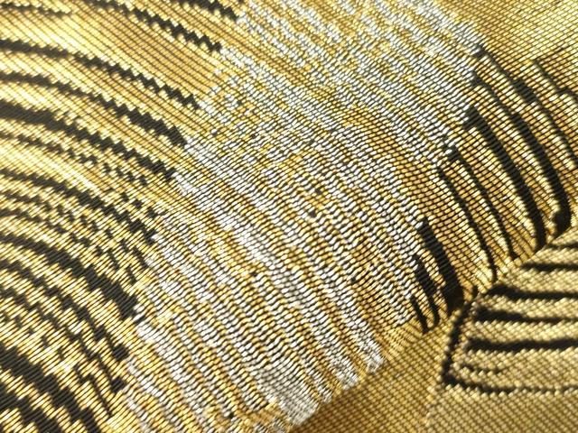 平和屋着物●ワンタッチつけ帯　渦巻き文　黒地　金銀糸　正絹　逸品　CABJ9434dy