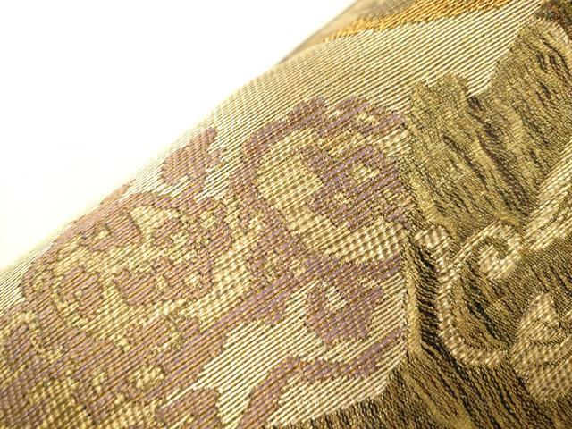 平和屋着物●ワンタッチつけ帯　葡萄蔦の葉文　金糸　正絹　逸品　CABJ9437dy