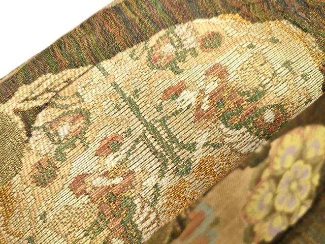 平和屋着物●ワンタッチつけ帯　葡萄蔦の葉文　金糸　正絹　逸品　CABJ9437dy