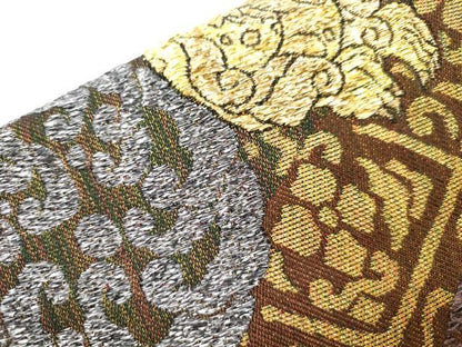 平和屋着物●ワンタッチつけ帯　唐獅子花文　金糸　正絹　逸品　CABJ9438dy
