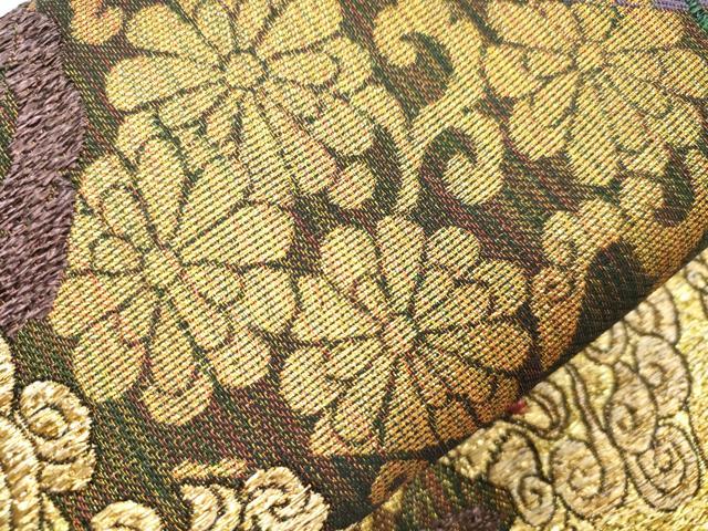 平和屋着物●ワンタッチつけ帯　唐獅子花文　金糸　正絹　逸品　CABJ9438dy