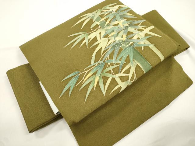 平和屋着物●ワンタッチつけ帯　笹竹文　鬼しぼ縮緬　正絹　逸品　CABJ9440dy