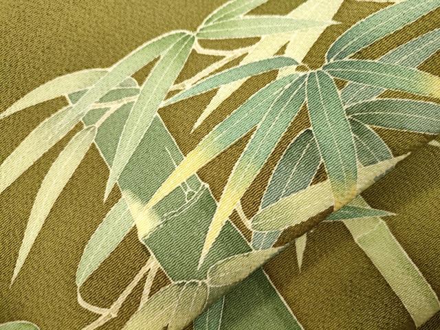 平和屋着物●ワンタッチつけ帯　笹竹文　鬼しぼ縮緬　正絹　逸品　CABJ9440dy
