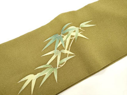 平和屋着物●ワンタッチつけ帯　笹竹文　鬼しぼ縮緬　正絹　逸品　CABJ9440dy