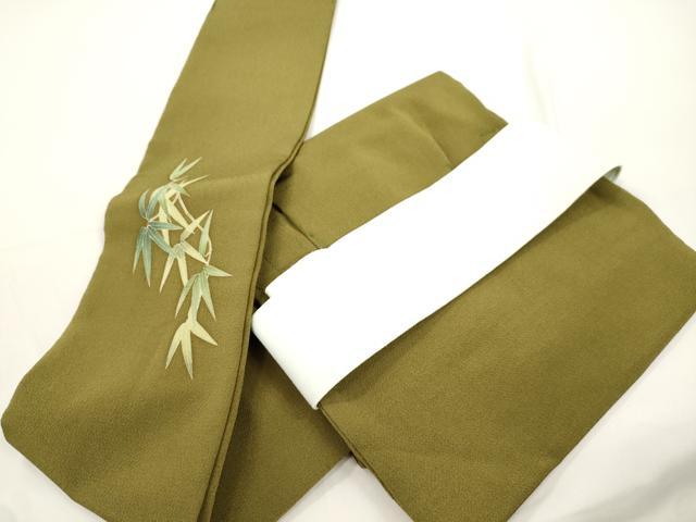 平和屋着物●ワンタッチつけ帯　笹竹文　鬼しぼ縮緬　正絹　逸品　CABJ9440dy
