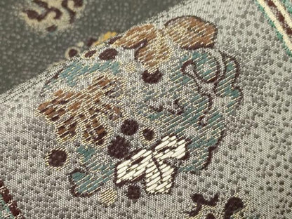 平和屋着物●六通柄袋帯　草花間道　正絹　逸品　CABJ9449dy