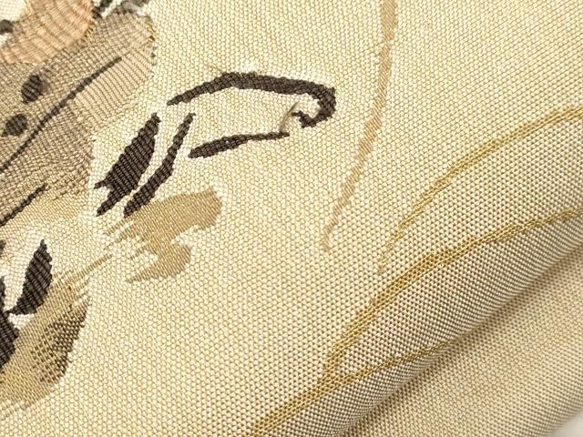 平和屋着物●太鼓柄袋帯　すくい織　抽象文様　金糸　正絹　逸品　CABJ9451dy