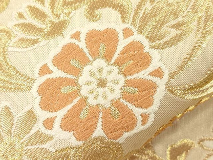 平和屋着物●西陣　服部織物謹製　六通柄袋帯　唐織　草花文　金銀糸　正絹　逸品　CABJ9452dy