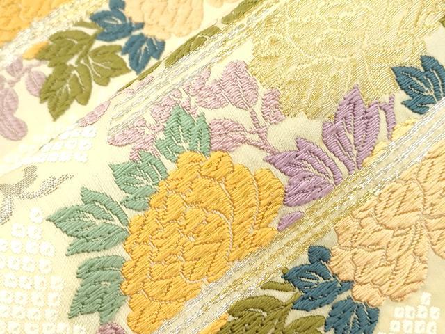 平和屋着物●六通柄袋帯　唐織　草花文　正絹　逸品　CABJ9453dy