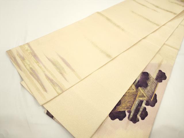 平和屋着物●綴れ　太鼓柄袋帯　風景文　金彩　正絹　逸品　CABJ9454dy