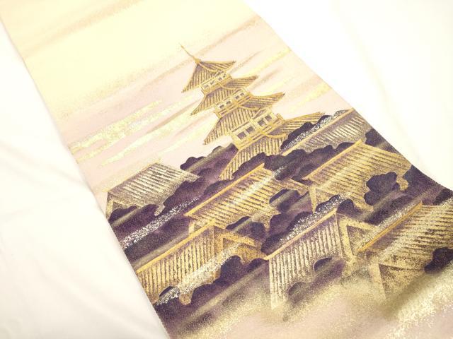 平和屋着物●綴れ　太鼓柄袋帯　風景文　金彩　正絹　逸品　CABJ9454dy