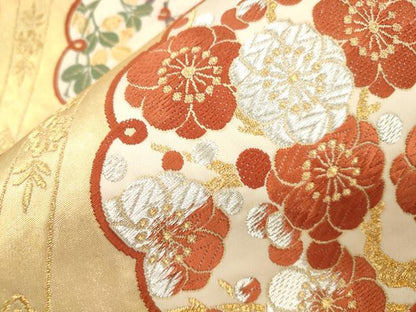 平和屋着物●六通柄袋帯　唐織　天井草花文　金糸　正絹　逸品　CABJ9457dy