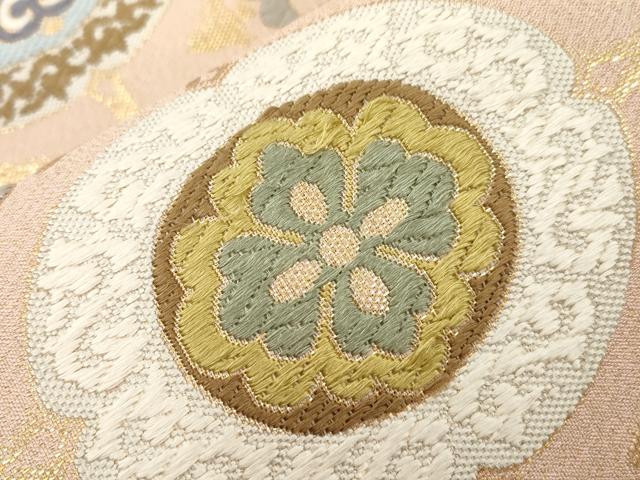 平和屋着物●六通柄袋帯　唐織　草花文　金糸　正絹　逸品　CABJ9459dy