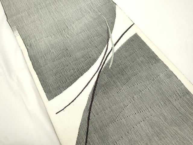 平和屋着物●太鼓柄袋帯　すくい織　幾何学文　銀糸　正絹　逸品　CABJ9462dy