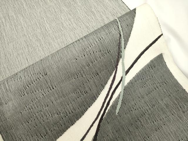平和屋着物●太鼓柄袋帯　すくい織　幾何学文　銀糸　正絹　逸品　CABJ9462dy