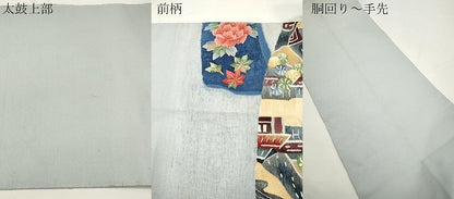 平和屋着物●太鼓柄袋帯　すくい織　風景文　正絹　逸品　CABJ9465dy