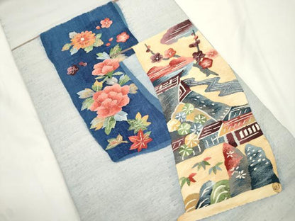 平和屋着物●太鼓柄袋帯　すくい織　風景文　正絹　逸品　CABJ9465dy