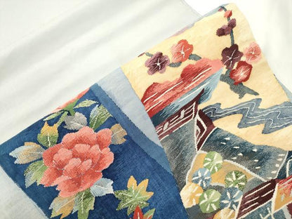 平和屋着物●太鼓柄袋帯　すくい織　風景文　正絹　逸品　CABJ9465dy