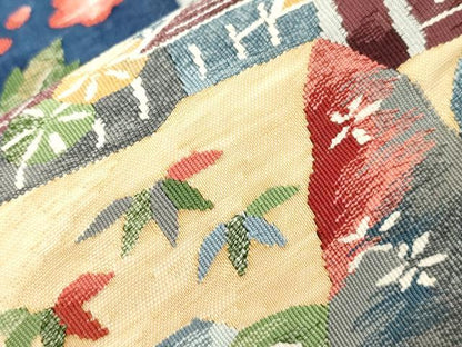 平和屋着物●太鼓柄袋帯　すくい織　風景文　正絹　逸品　CABJ9465dy
