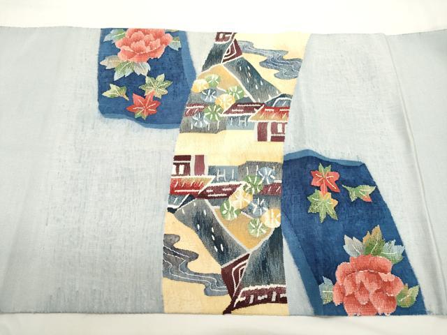 平和屋着物●太鼓柄袋帯　すくい織　風景文　正絹　逸品　CABJ9465dy
