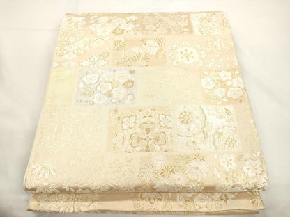 平和屋着物●六通柄袋帯　松竹梅花文　金糸　正絹　逸品　CABJ9467dy