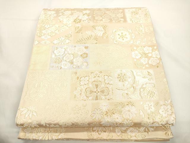 平和屋着物●六通柄袋帯　松竹梅花文　金糸　正絹　逸品　CABJ9467dy