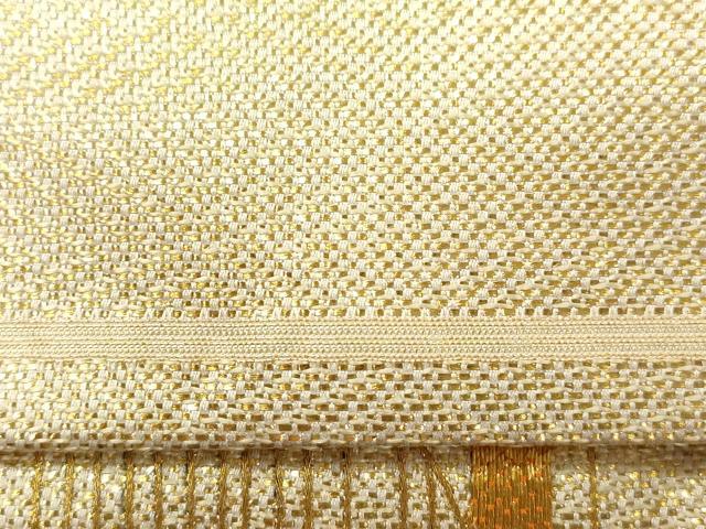 平和屋着物●西陣　川島織物　太鼓柄袋帯　駒刺繍　冊子扇面文　金糸　正絹　逸品　CABJ9472dy