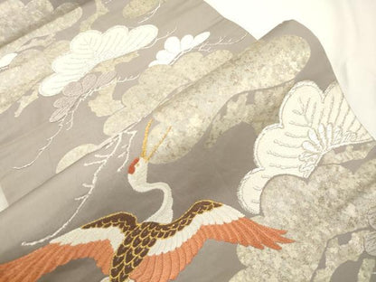 平和屋着物●西陣　河合美術織物謹製　六通柄袋帯　唐織　松　飛鶴文　金銀糸　正絹　逸品　CABJ9477dy
