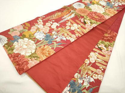 平和屋着物●六通柄袋帯　唐織　花車　金糸　正絹　逸品　CABJ9485dy