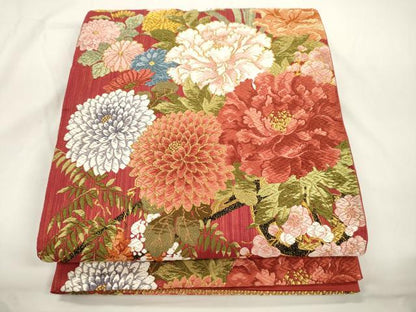 平和屋着物●六通柄袋帯　唐織　花車　金糸　正絹　逸品　CABJ9485dy
