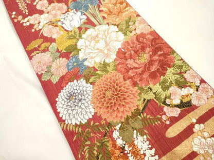 平和屋着物●六通柄袋帯　唐織　花車　金糸　正絹　逸品　CABJ9485dy
