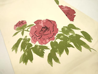平和屋着物●日展染色作家　高久空木　ろうけつ染　塩瀬　九寸名古屋帯　薔薇　正絹　逸品　CABJ9487dy