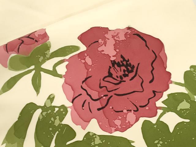 平和屋着物●日展染色作家　高久空木　ろうけつ染　塩瀬　九寸名古屋帯　薔薇　正絹　逸品　CABJ9487dy